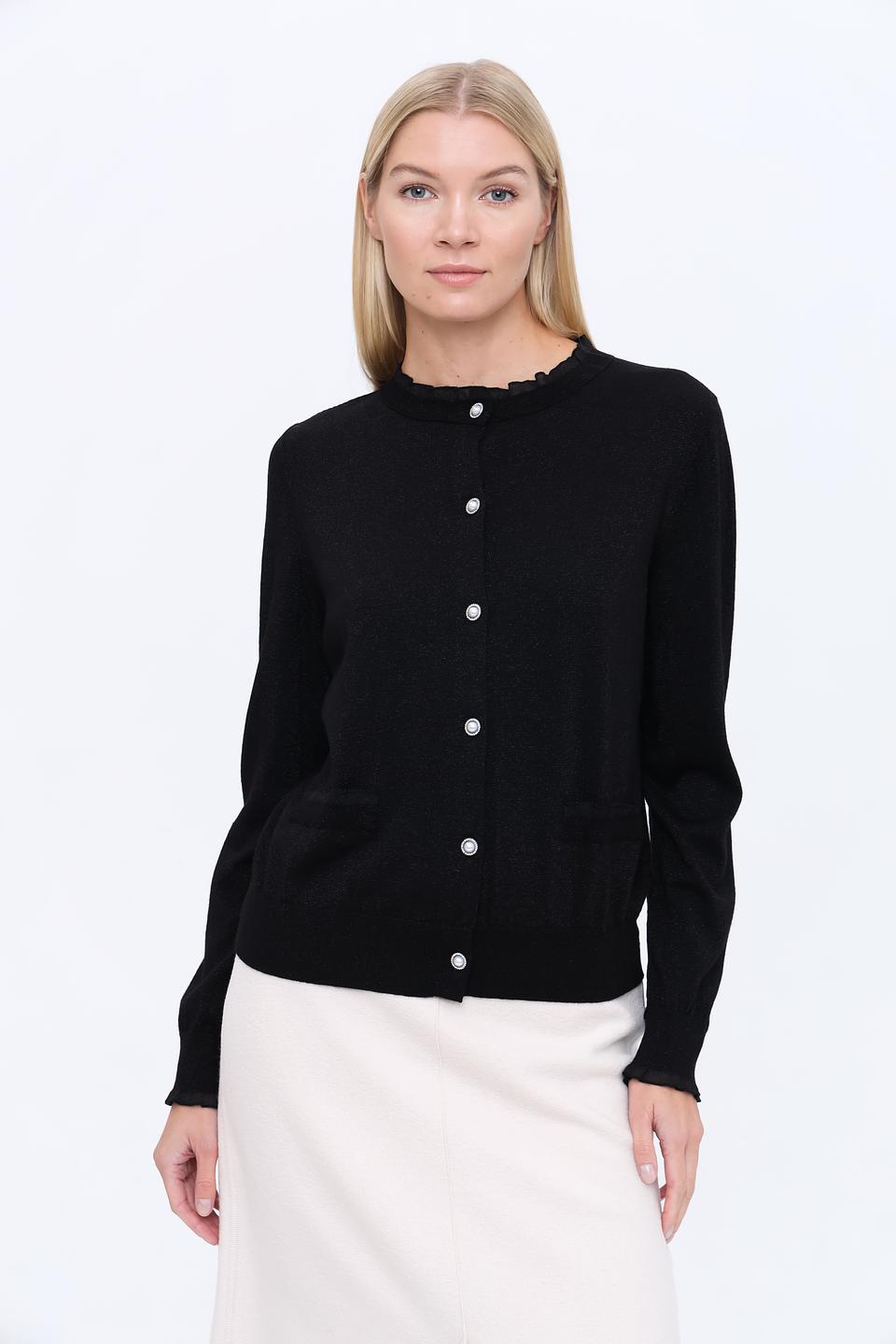 Жакет Marc Cain с вышивкой чёрный