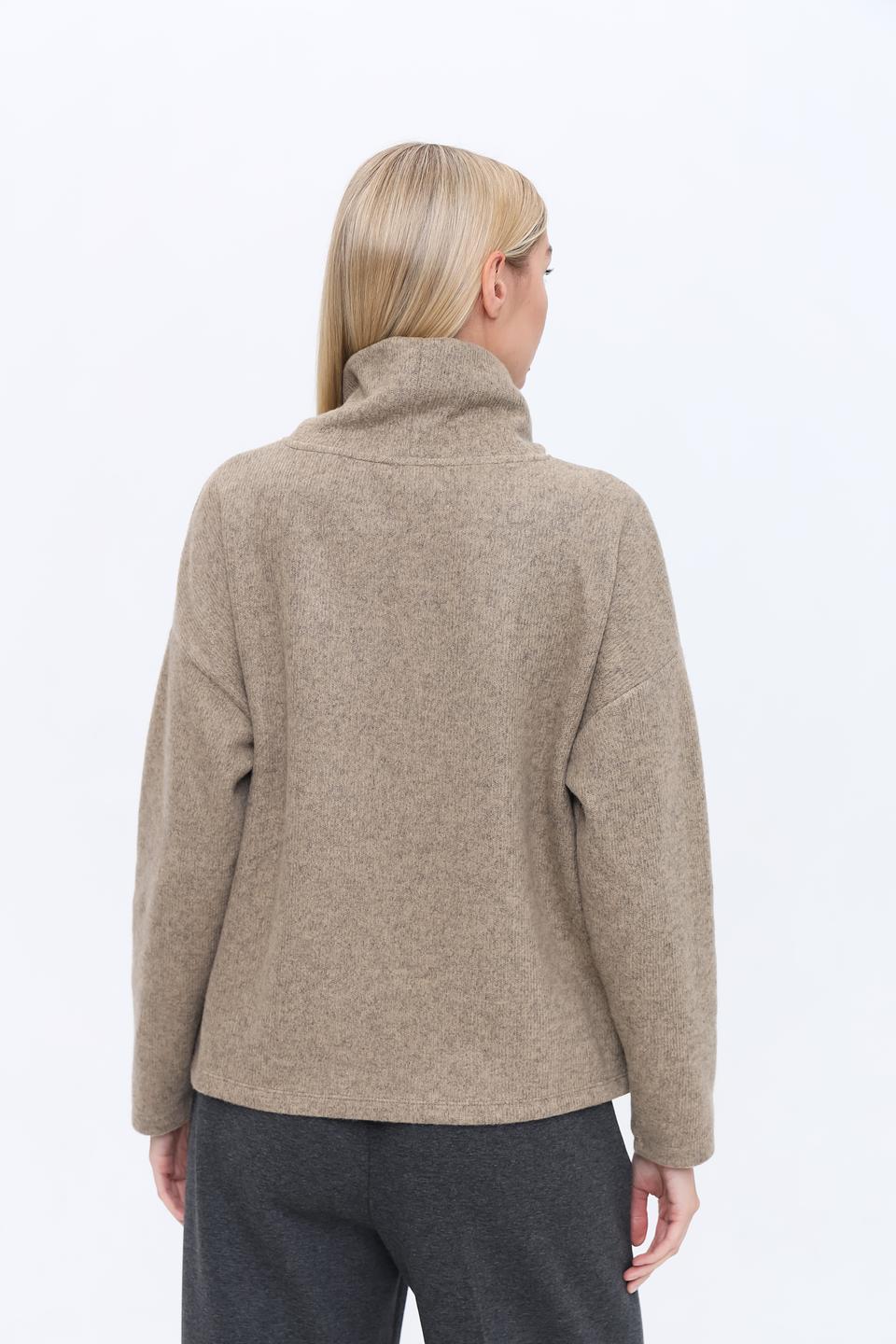 Пуловер Tom Tailor бежевый с горлом