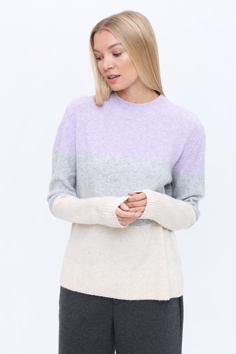 Пуловер Tom Tailor denim блочный лавандовый
