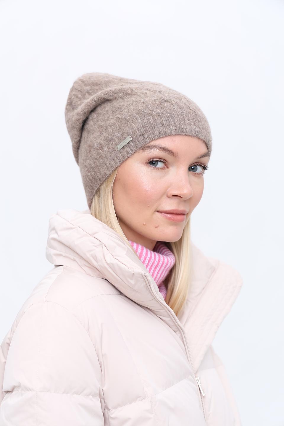 Шапка Seeberger вязаная бежевая