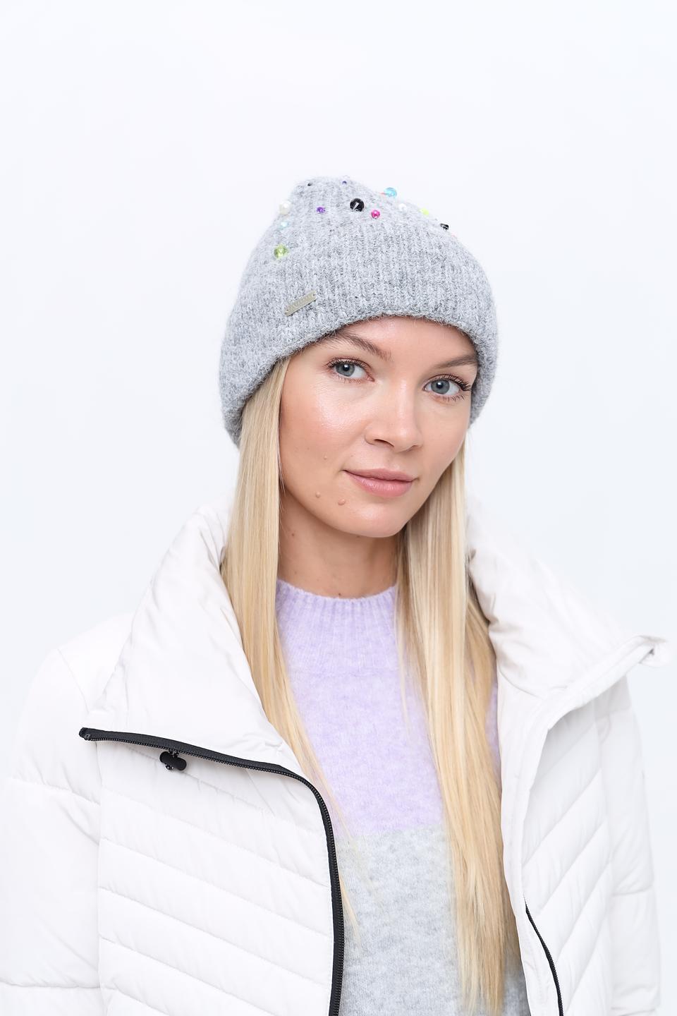 Шапка Seeberger серая с декором