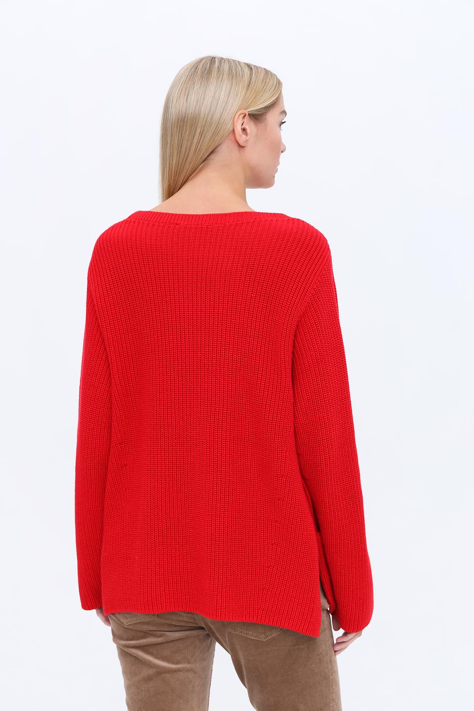 Пуловер Oui красный с карманами