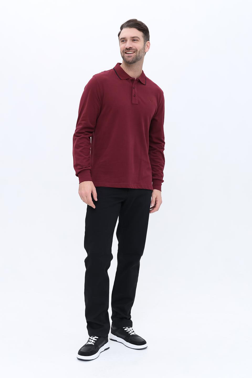 Поло Granchio с длинным рукавом бордовый