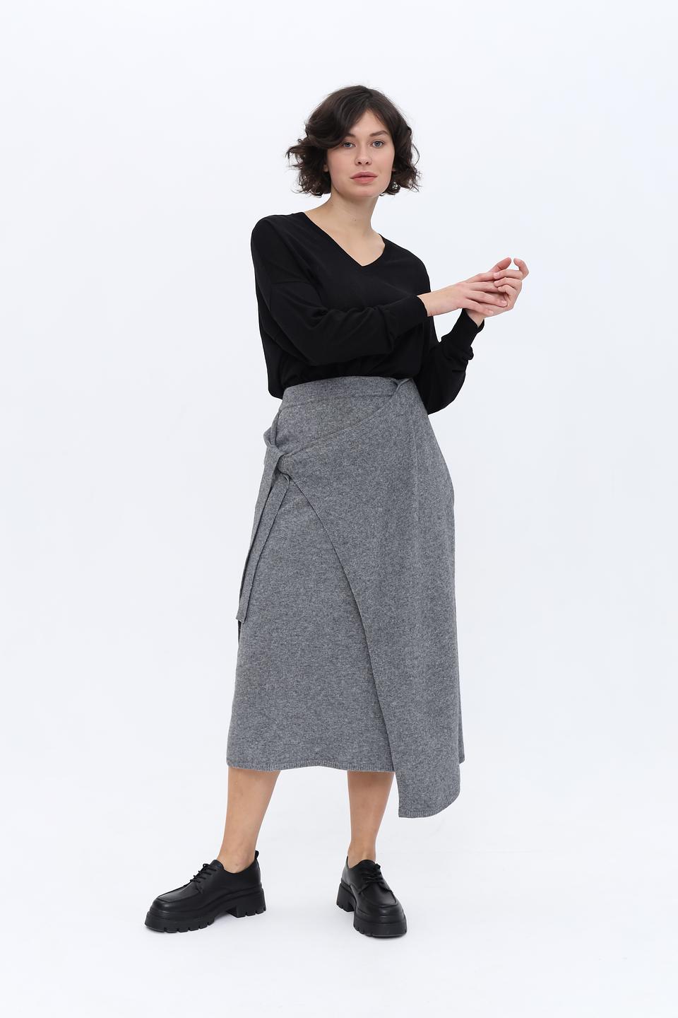 Юбка Oui с запахом серая