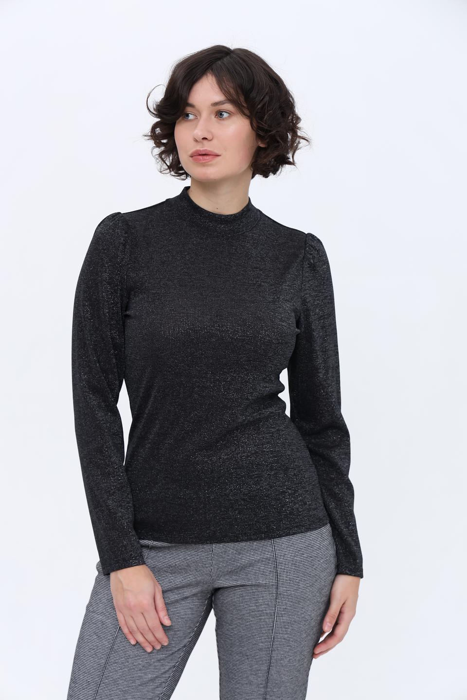 Лонгслив Oui с блестками черный