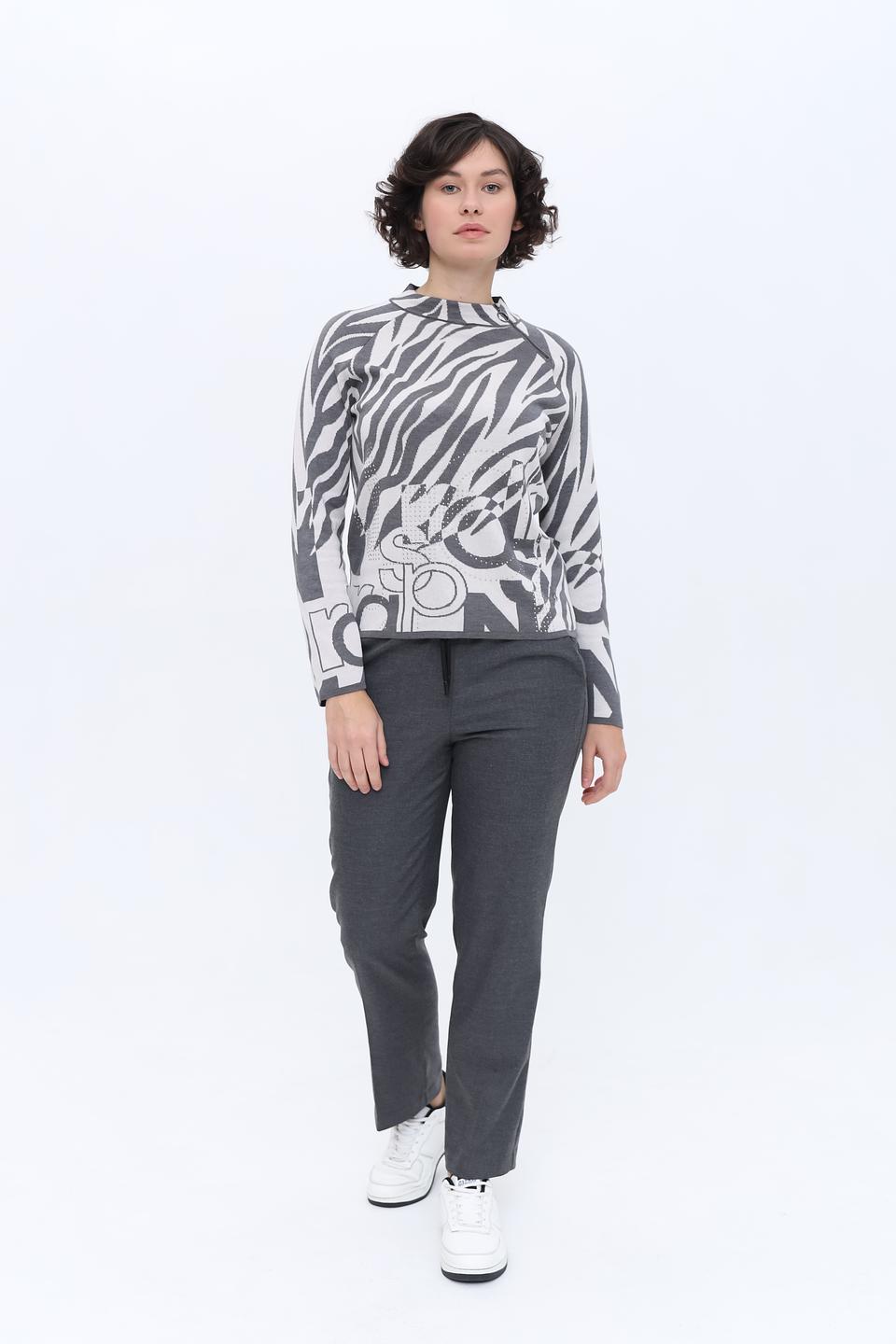 Брюки Oui серые с манжетами