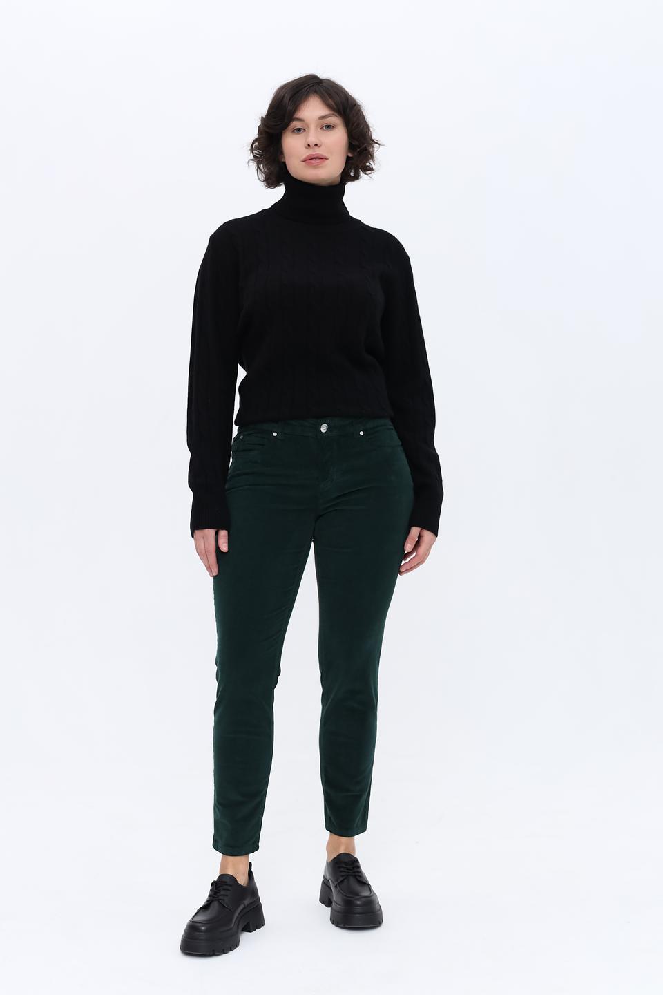 Брюки вельветовые Oui изумрудные