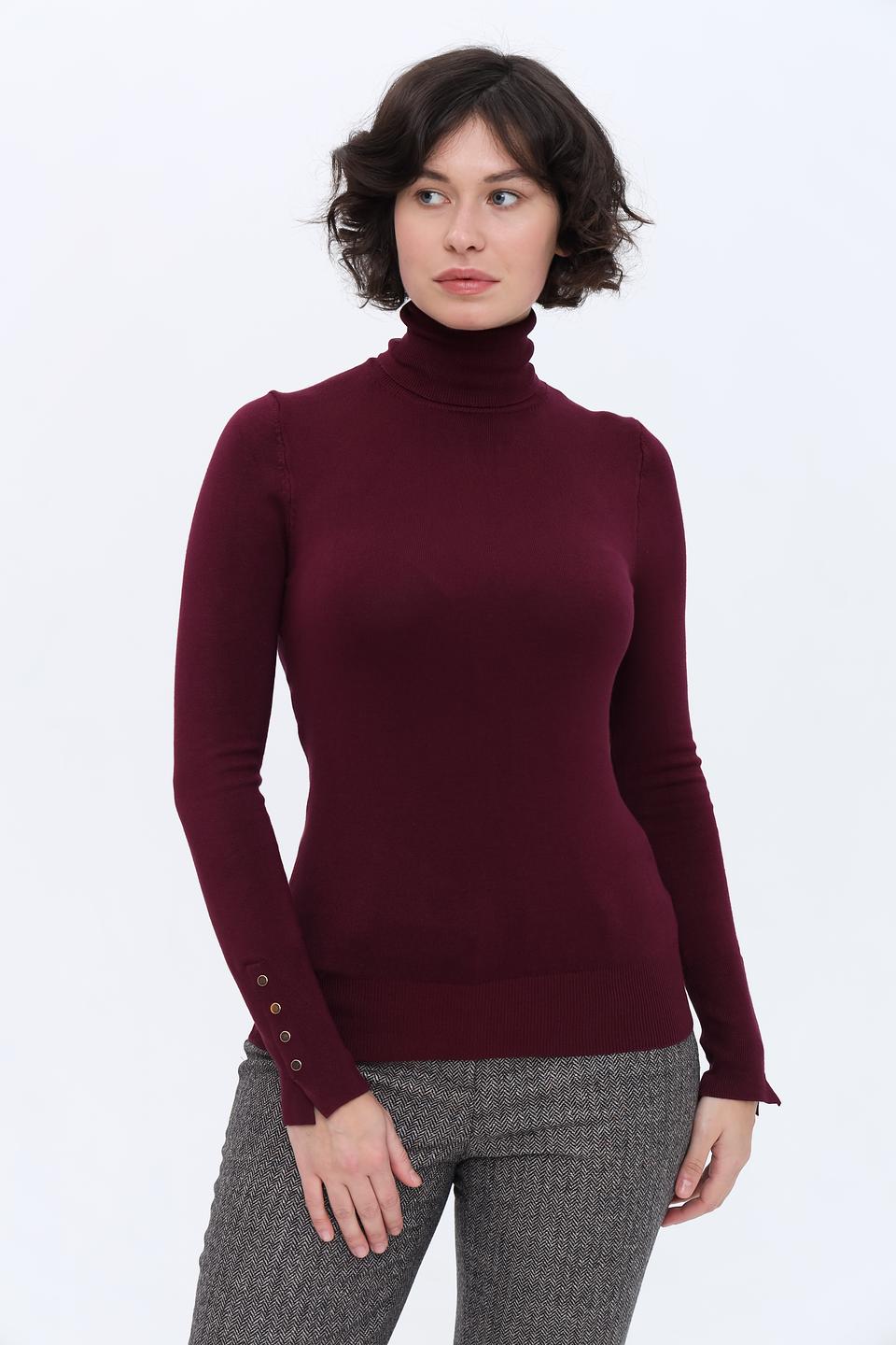 Водолазка Alcott с пуговицами бордовая
