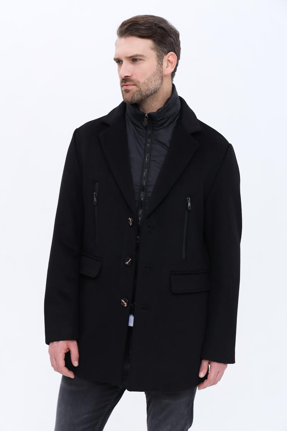 Пальто Granchio чёрное приталенное