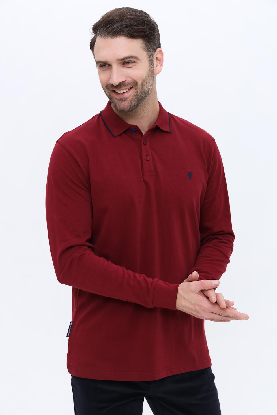 Поло Sea Barrier с длинным рукавом бордовый
