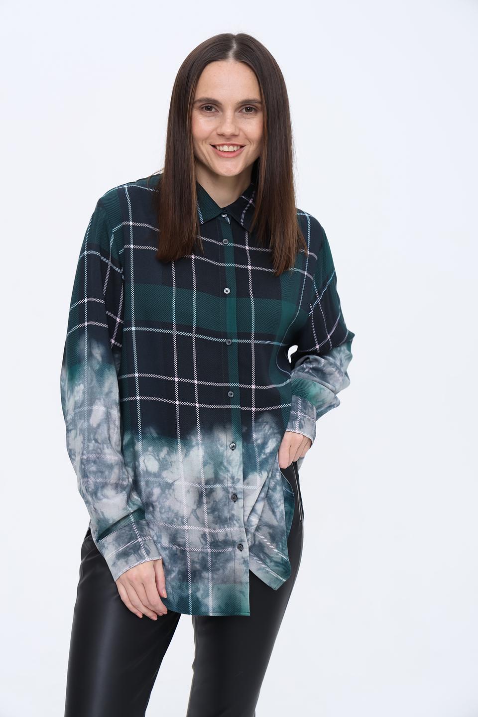 Рубашка Ice Play в клетку с tie-dye