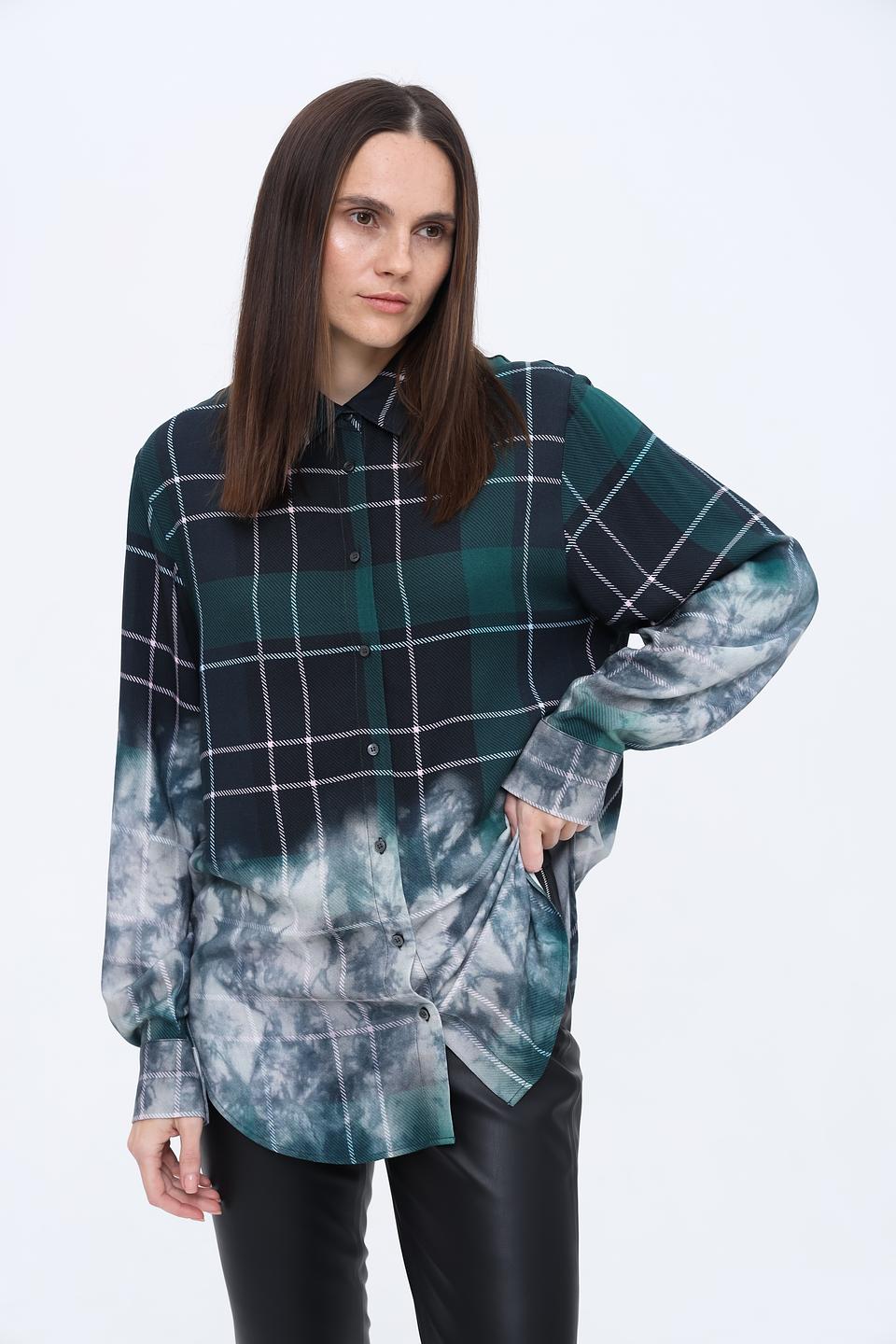 Рубашка Ice Play в клетку с tie-dye