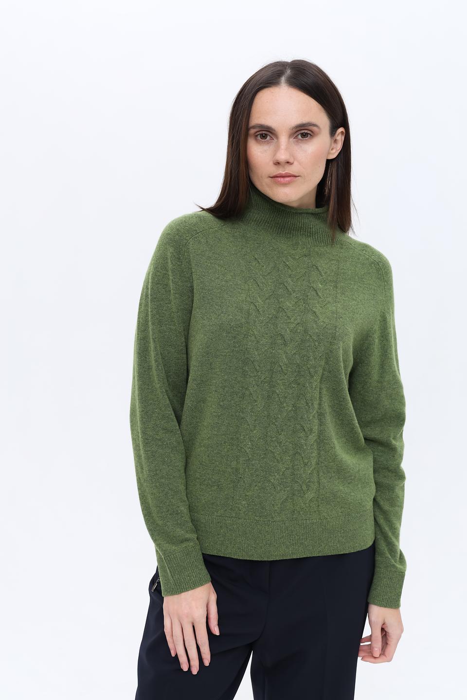 Пуловер Pezzo с косами оливковый