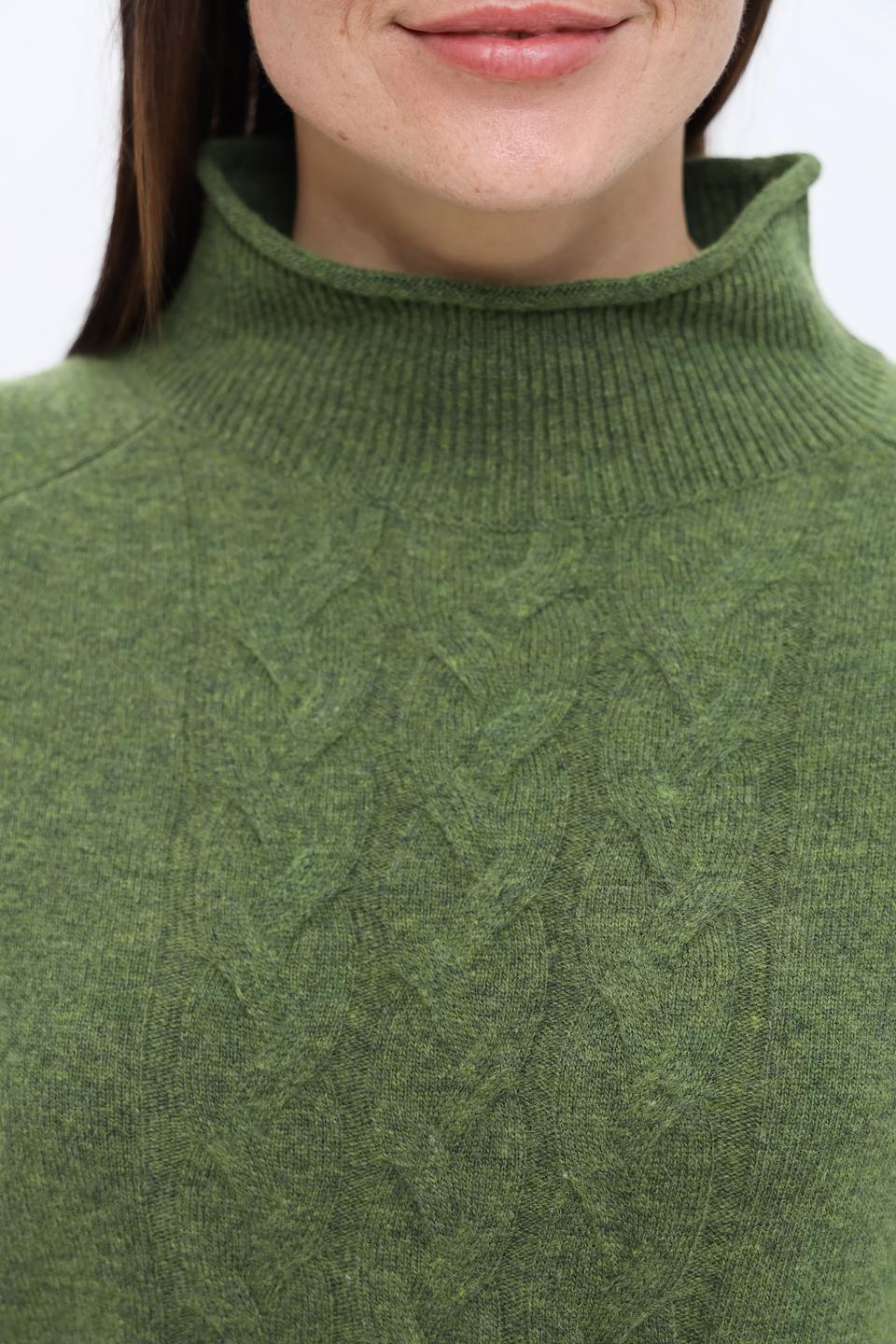 Пуловер Pezzo с косами оливковый