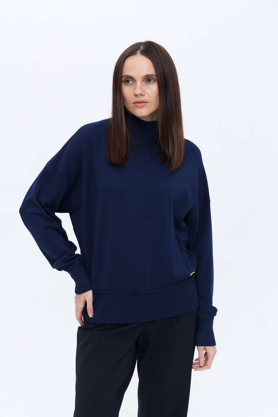 Пуловер Pezzo синий с горлом