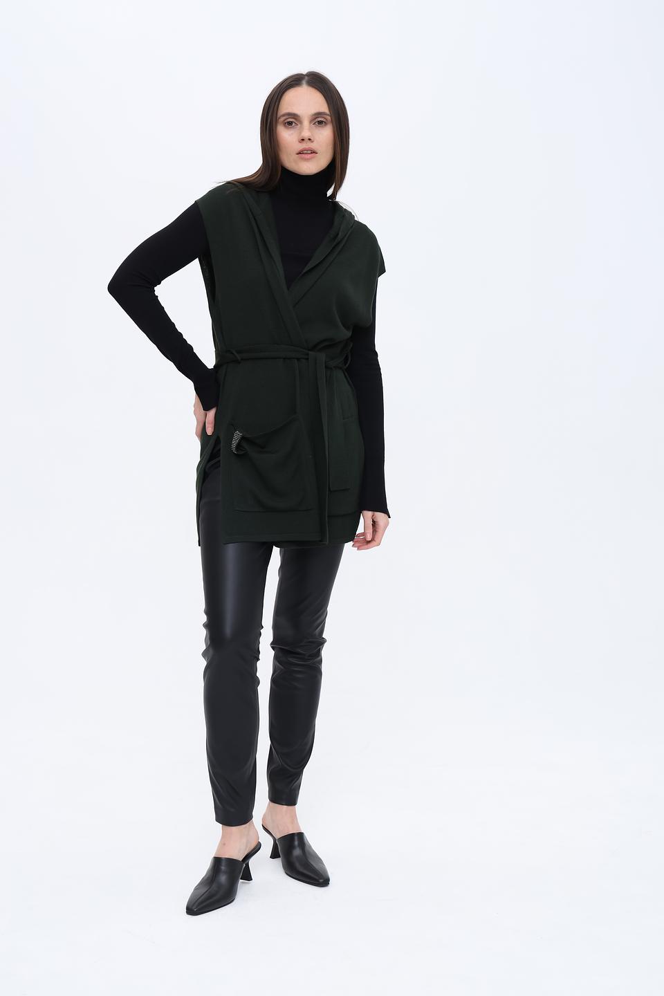 Жилет Pezzo с капюшоном, тёмно-зелёный