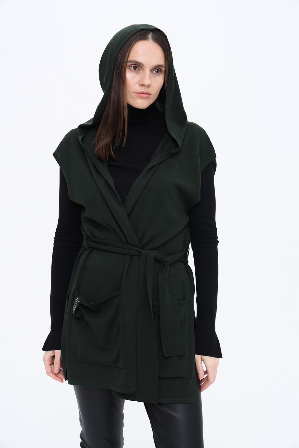 Жилет Pezzo с капюшоном, тёмно-зелёный