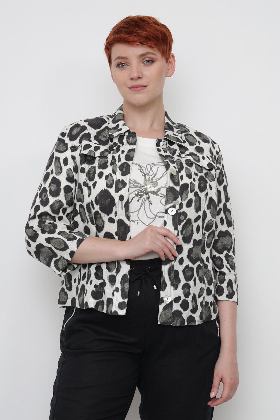 Рубашка Lebek с леопардовым принтом