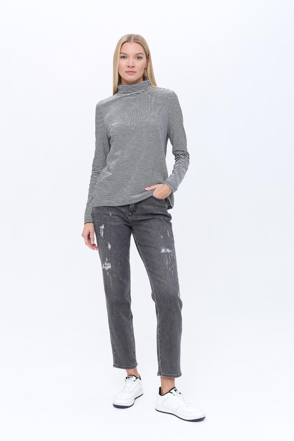 Водолазка Oui в полоску чёрная