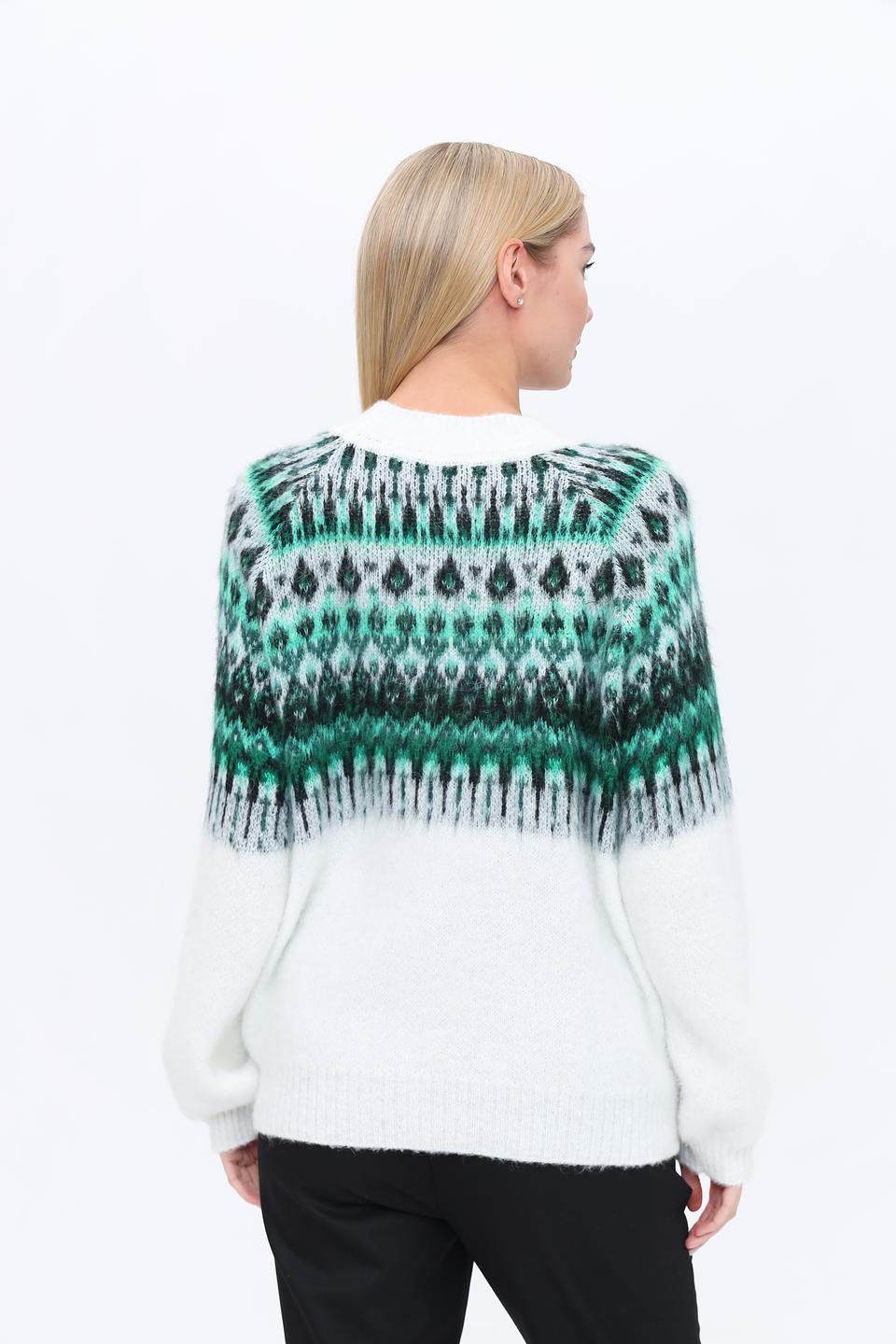 Пуловер Oui с узором зелёный