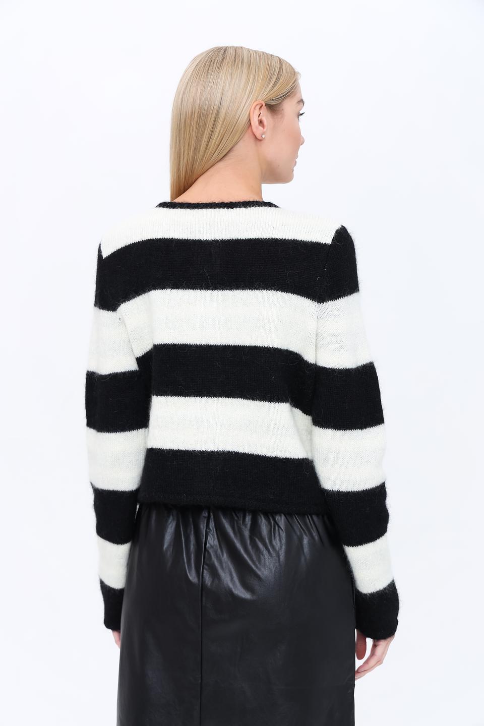 Жакет Oui в полоску чёрно-белый