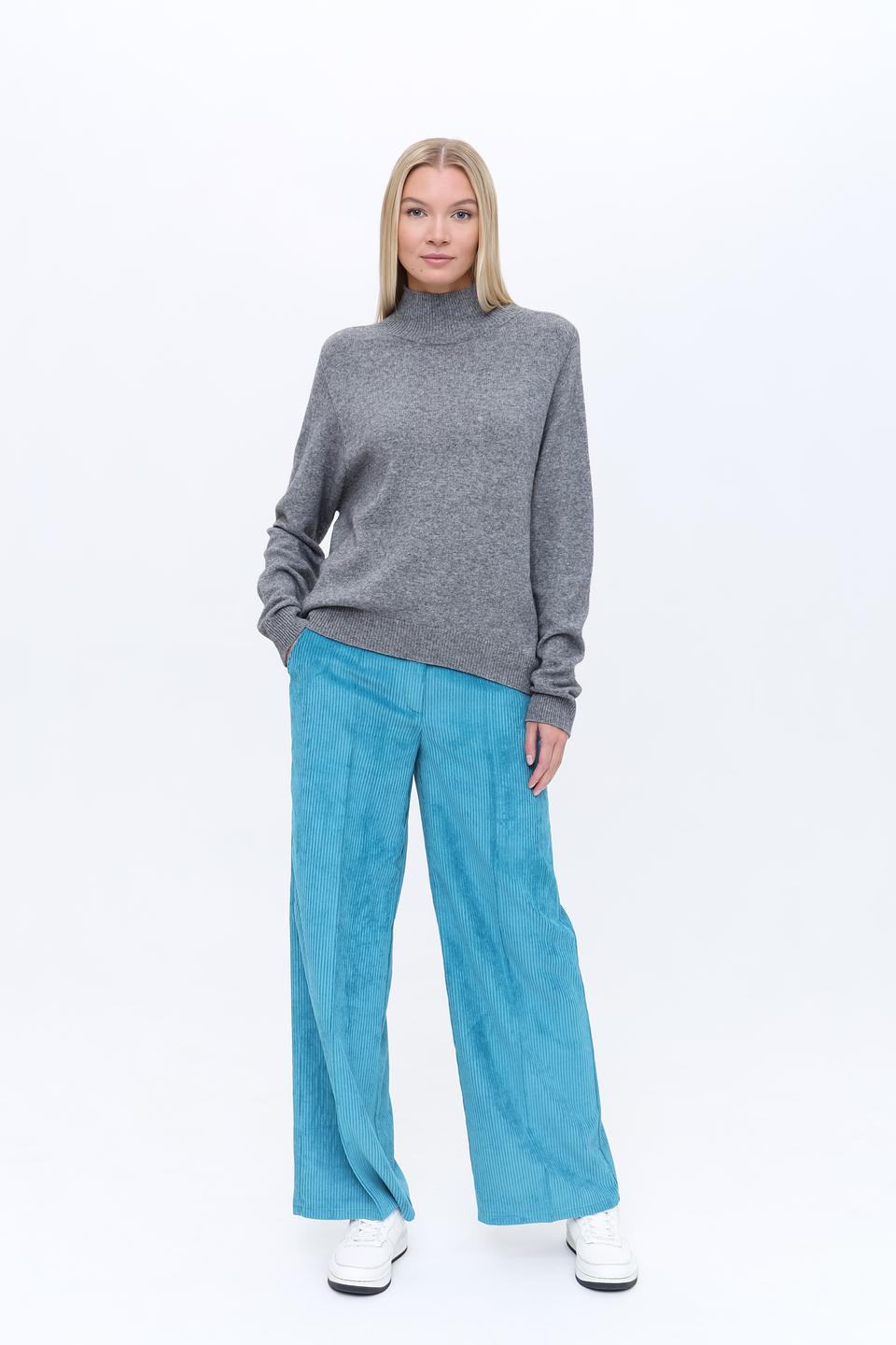 Пуловер Oui с горлом серый