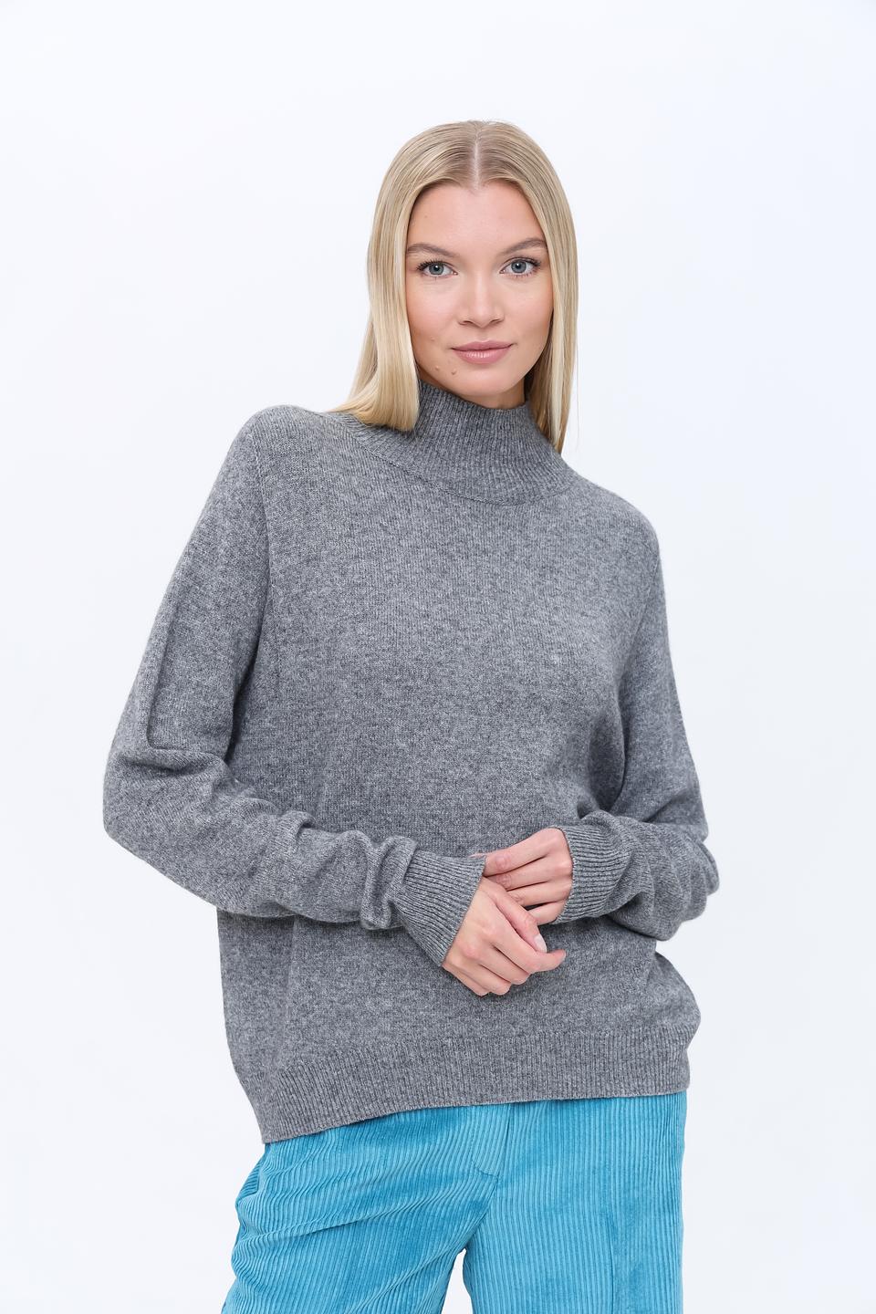 Пуловер Oui с горлом серый