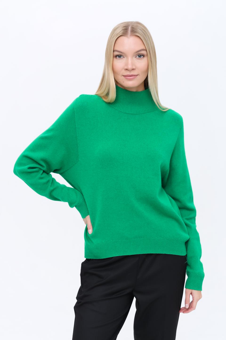 Пуловер Oui зелёный с горлом