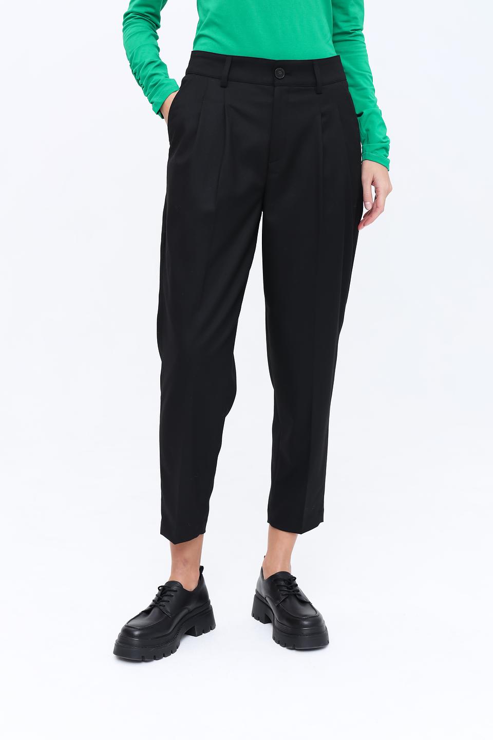 Брюки Oui чёрные с защипами