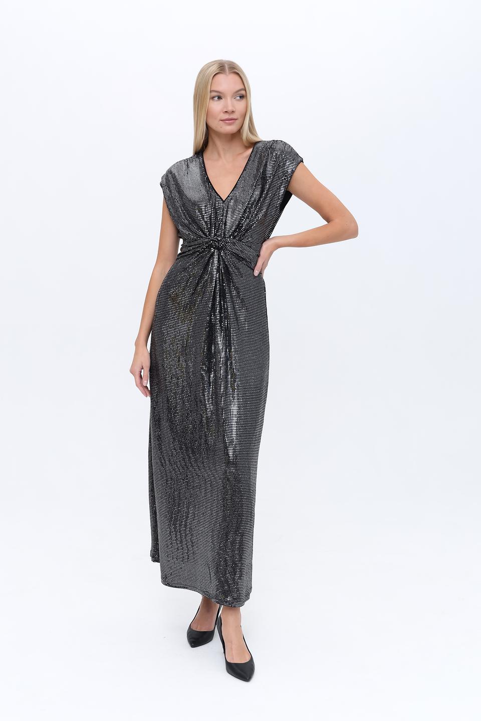 Платье Oui с пайетками серебристое