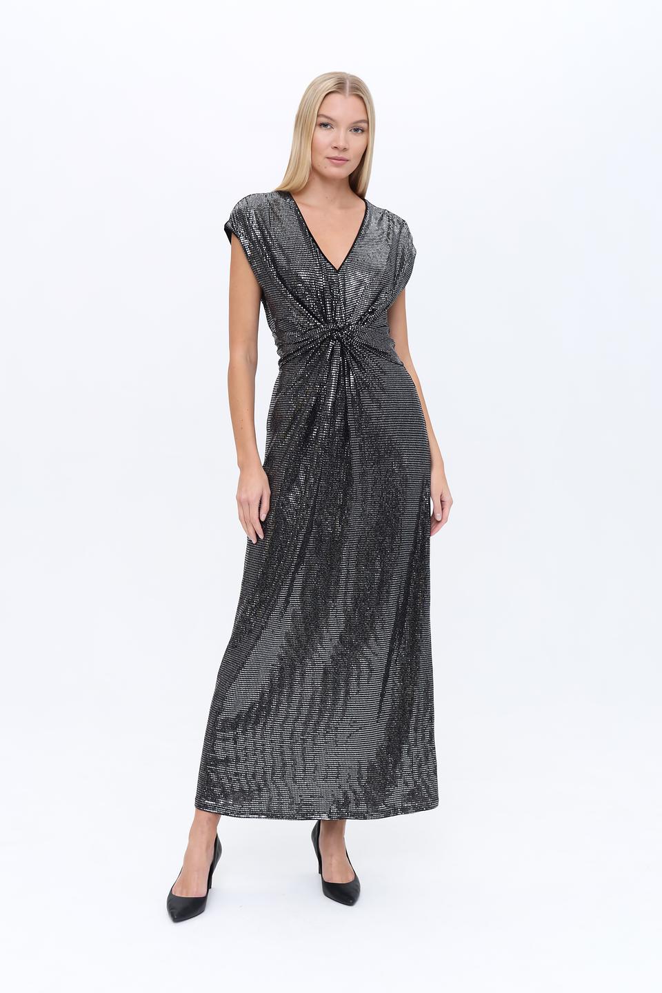 Платье Oui с пайетками серебристое