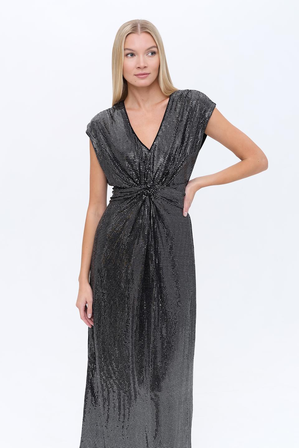 Платье Oui с пайетками серебристое