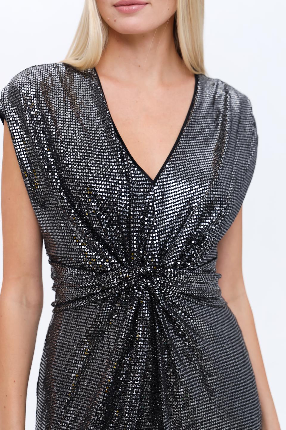 Платье Oui с пайетками серебристое