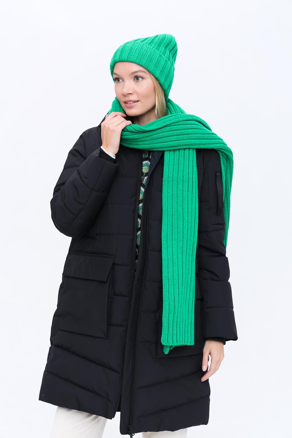 Шарф Oui зелёный вязаный