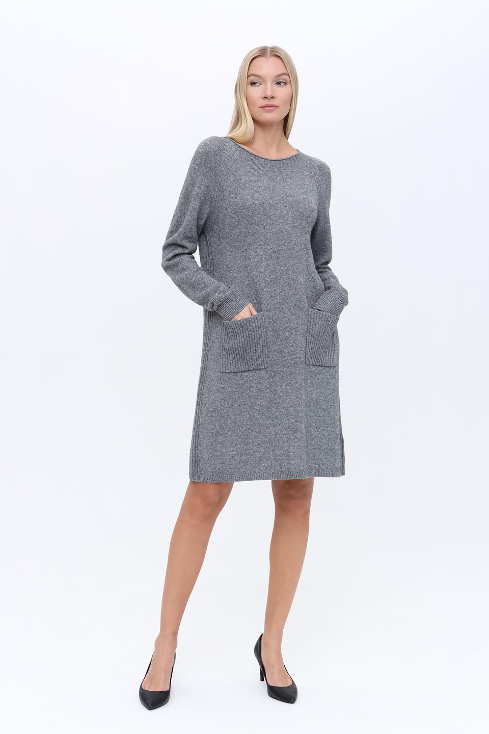 Платье Oui вязаное серое