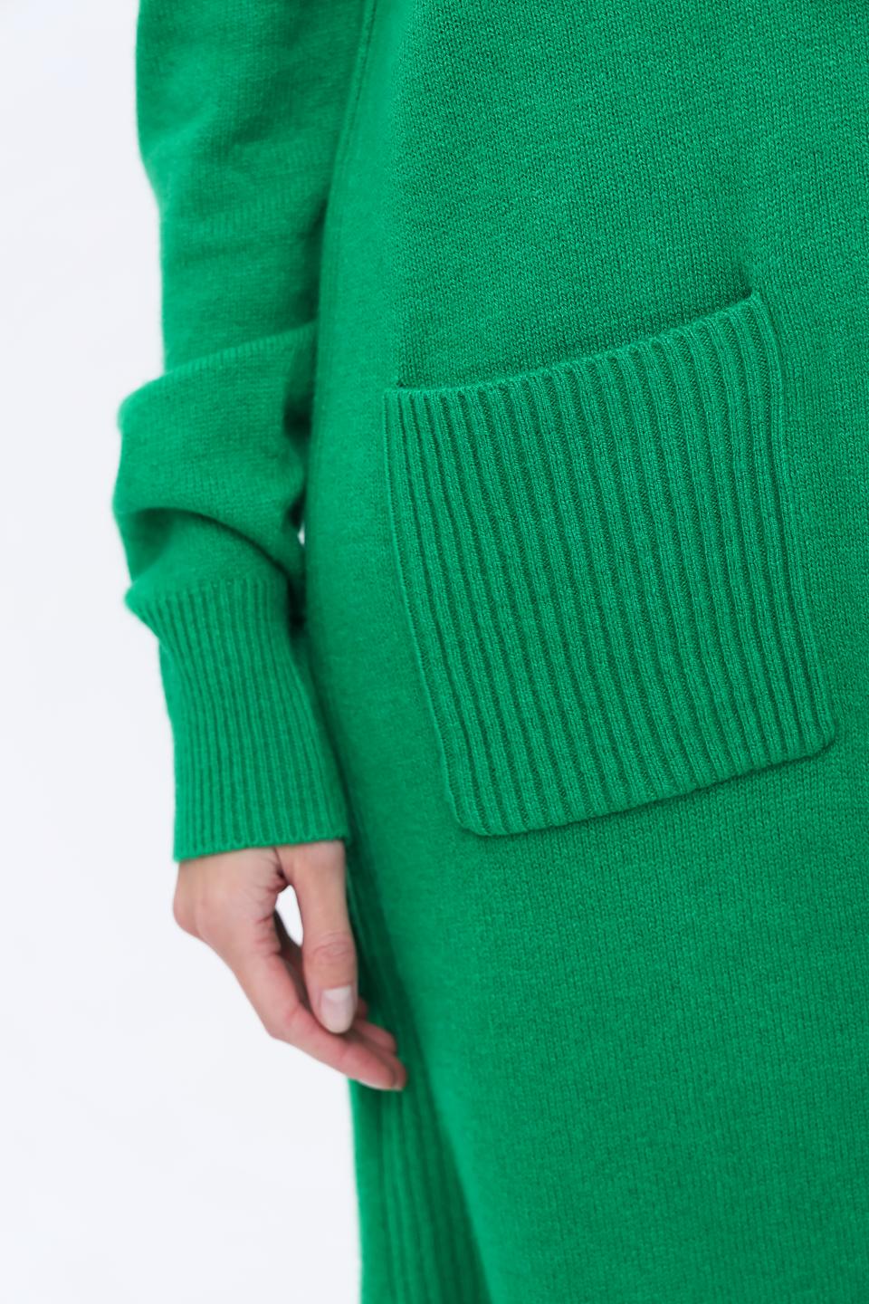 Платье Oui вязаное зелёное
