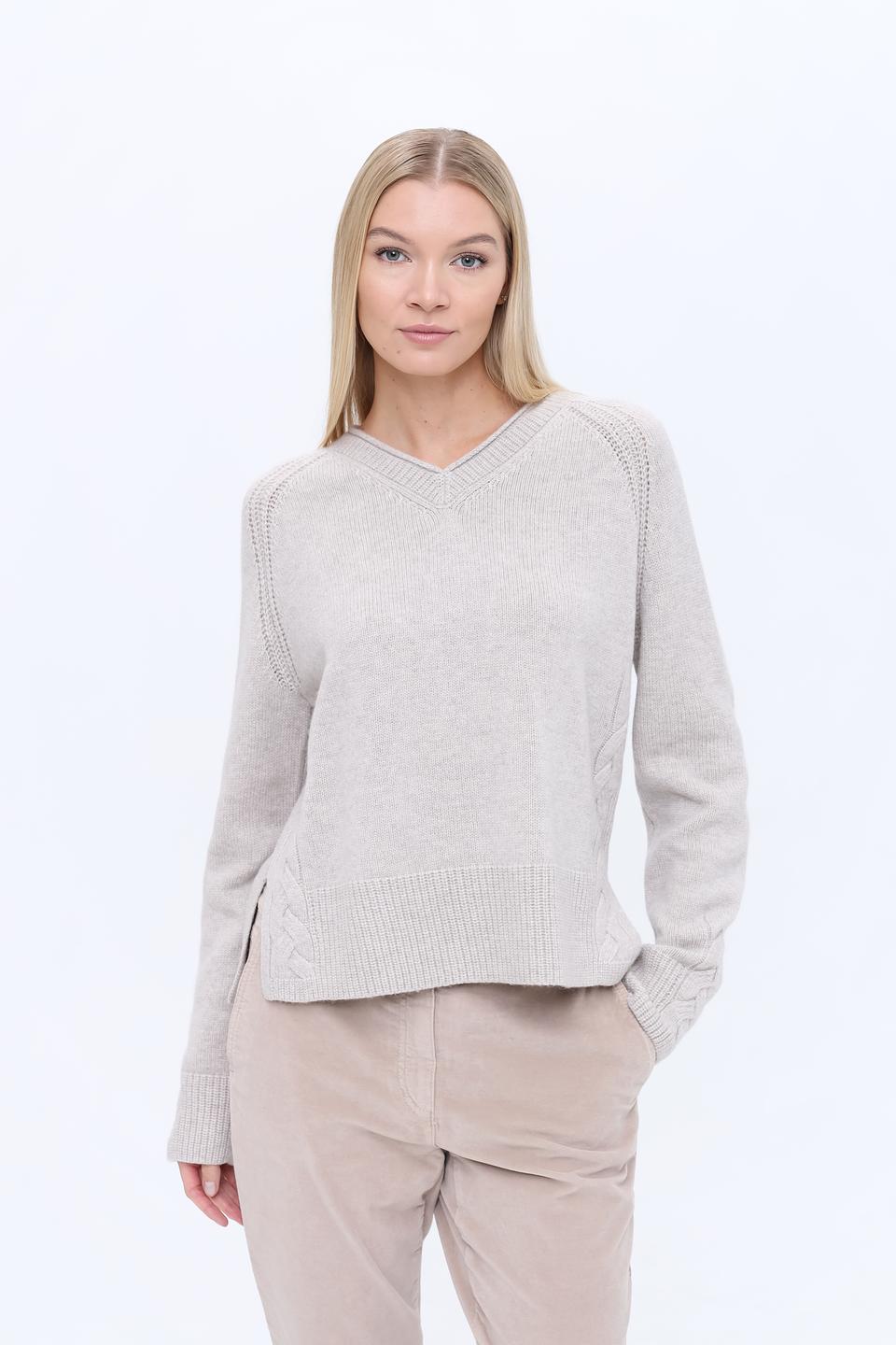 Пуловер Marc Cain V-образный бежевый
