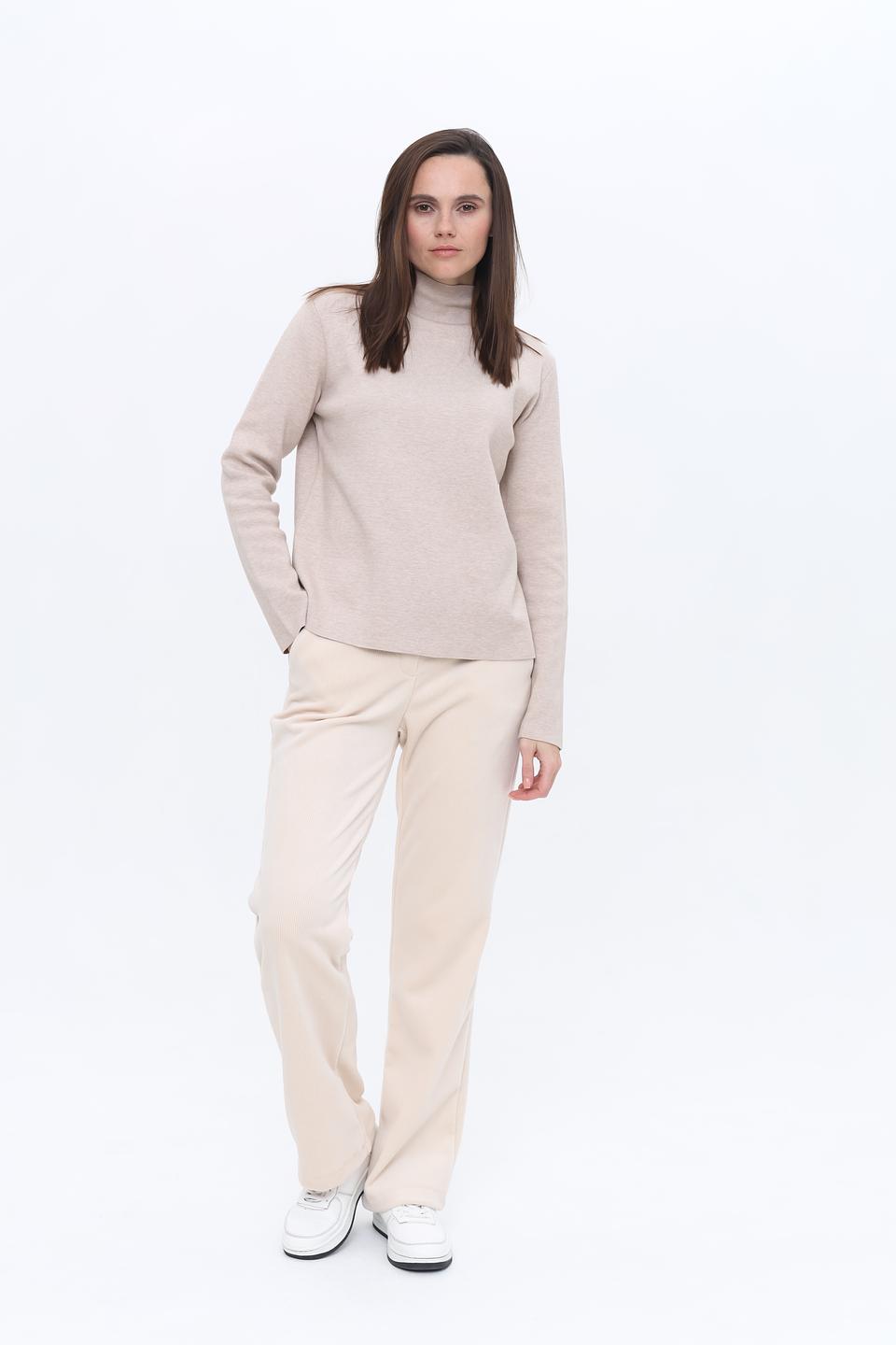 Пуловер More and More бежевый с горлом