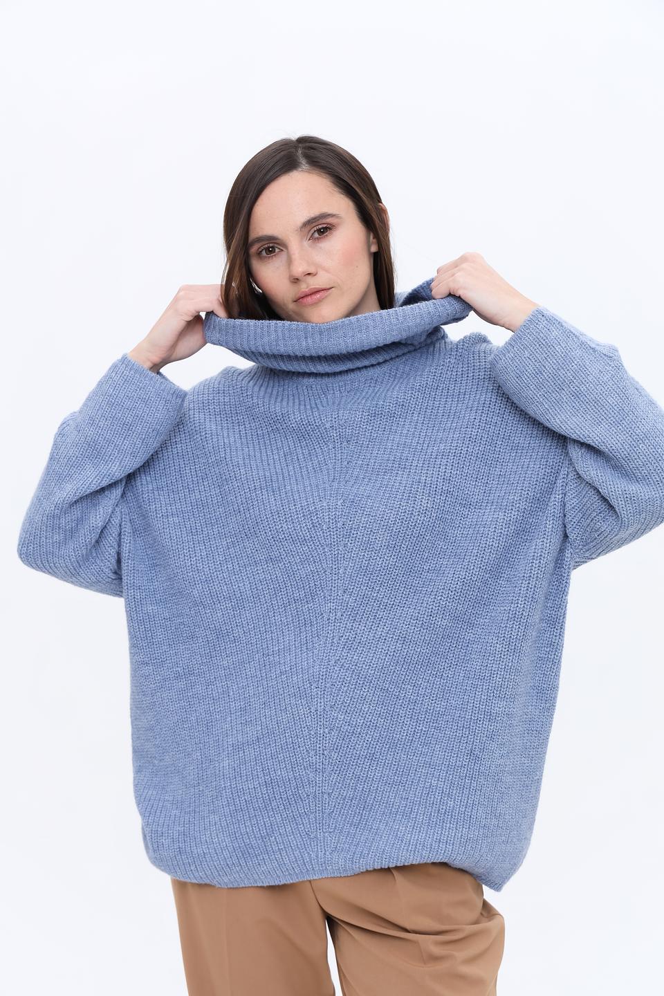 Пуловер Broadway с высоким горлом голубой