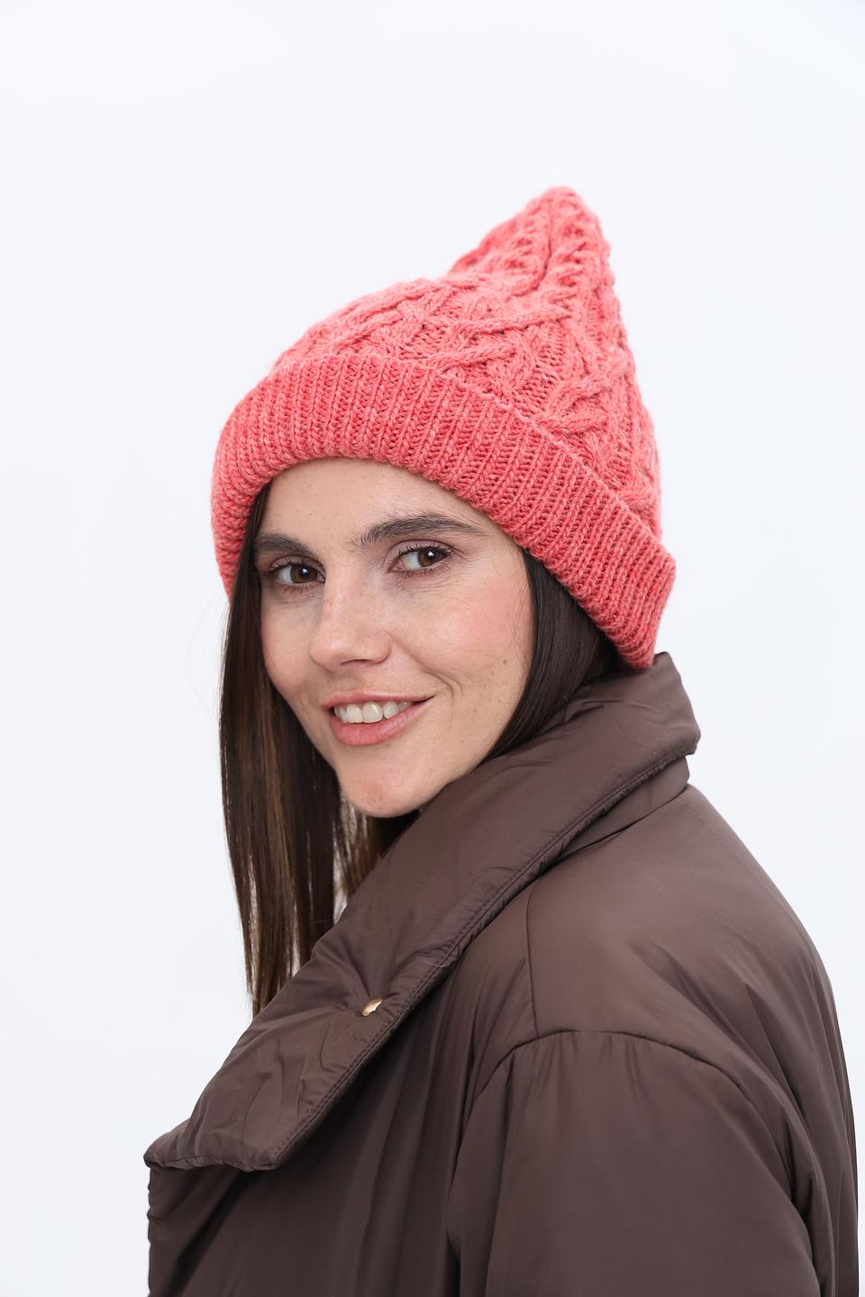 Шапка Seeberger косами персиковая