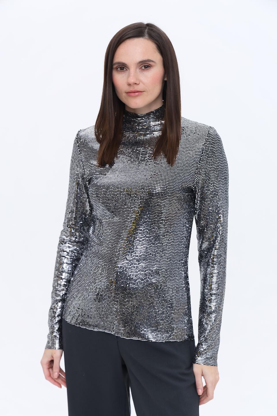 Водолазка Rich and Royal с пайетками серебристая