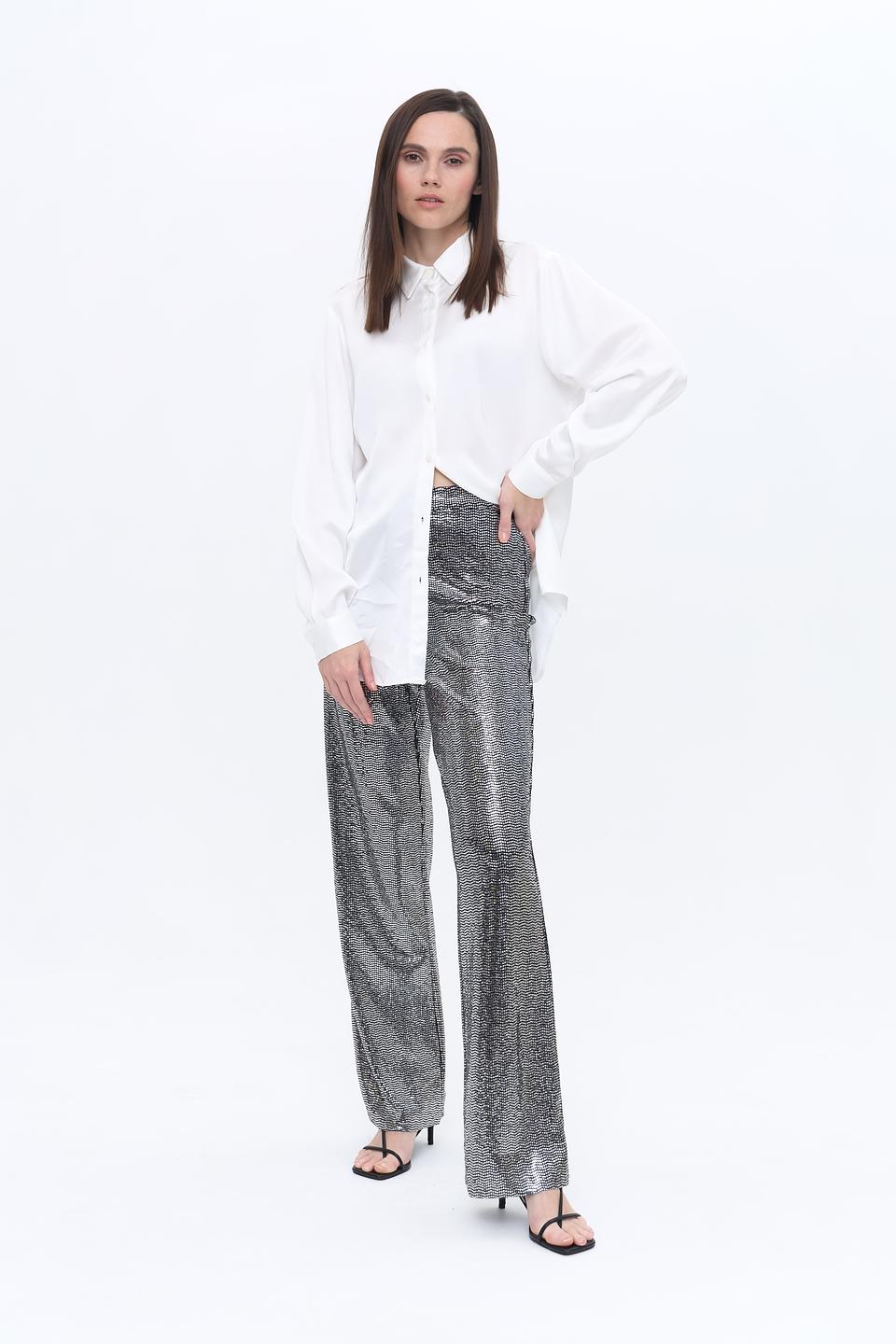 Брюки палаццо Rich and Royal серебристые