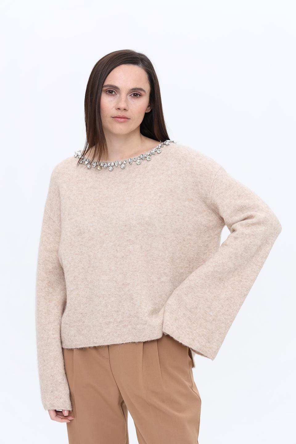 Джемпер Kaos с кристаллами бежевый
