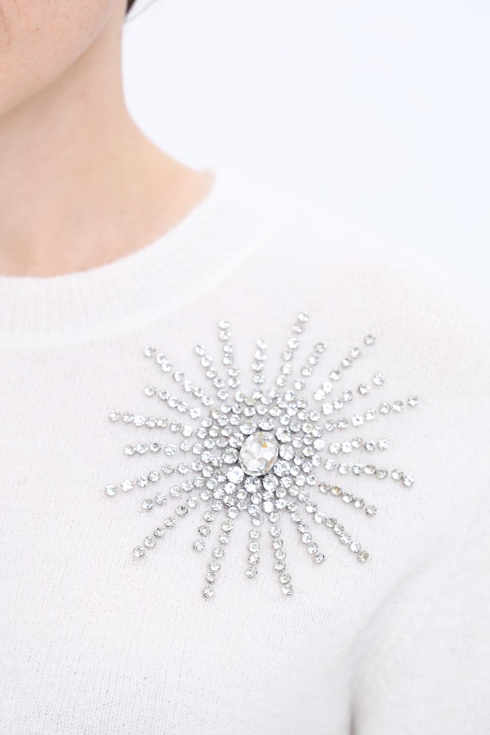 Джемпер Icona с кристаллами белый