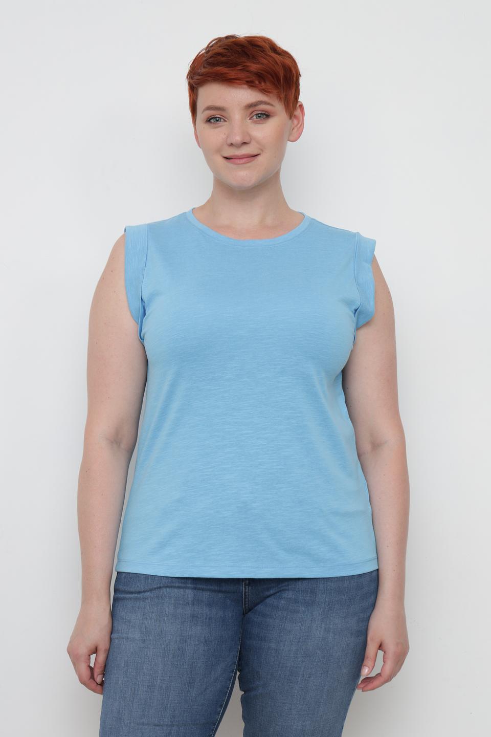 Топ Tom Tailor с рукавами-воланами голубой