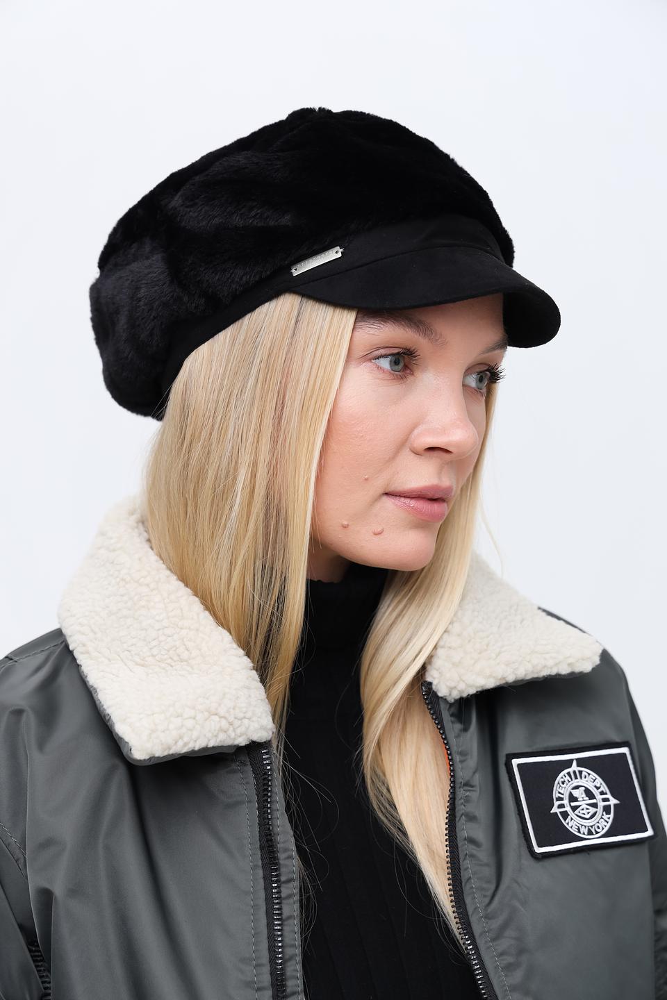 Кепка Seeberger чёрная с мехом