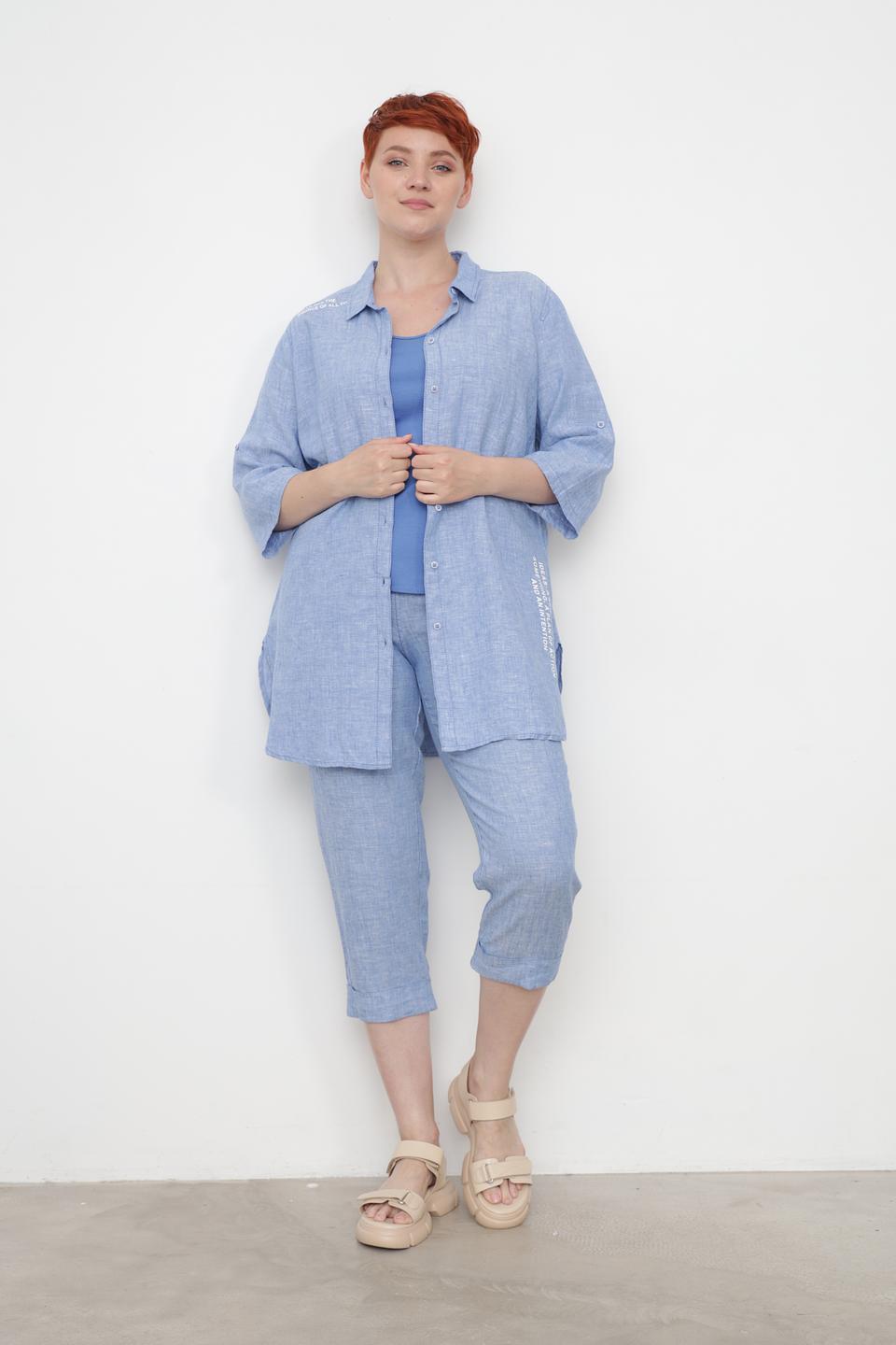 Блуза Doris Streich льняная голубая