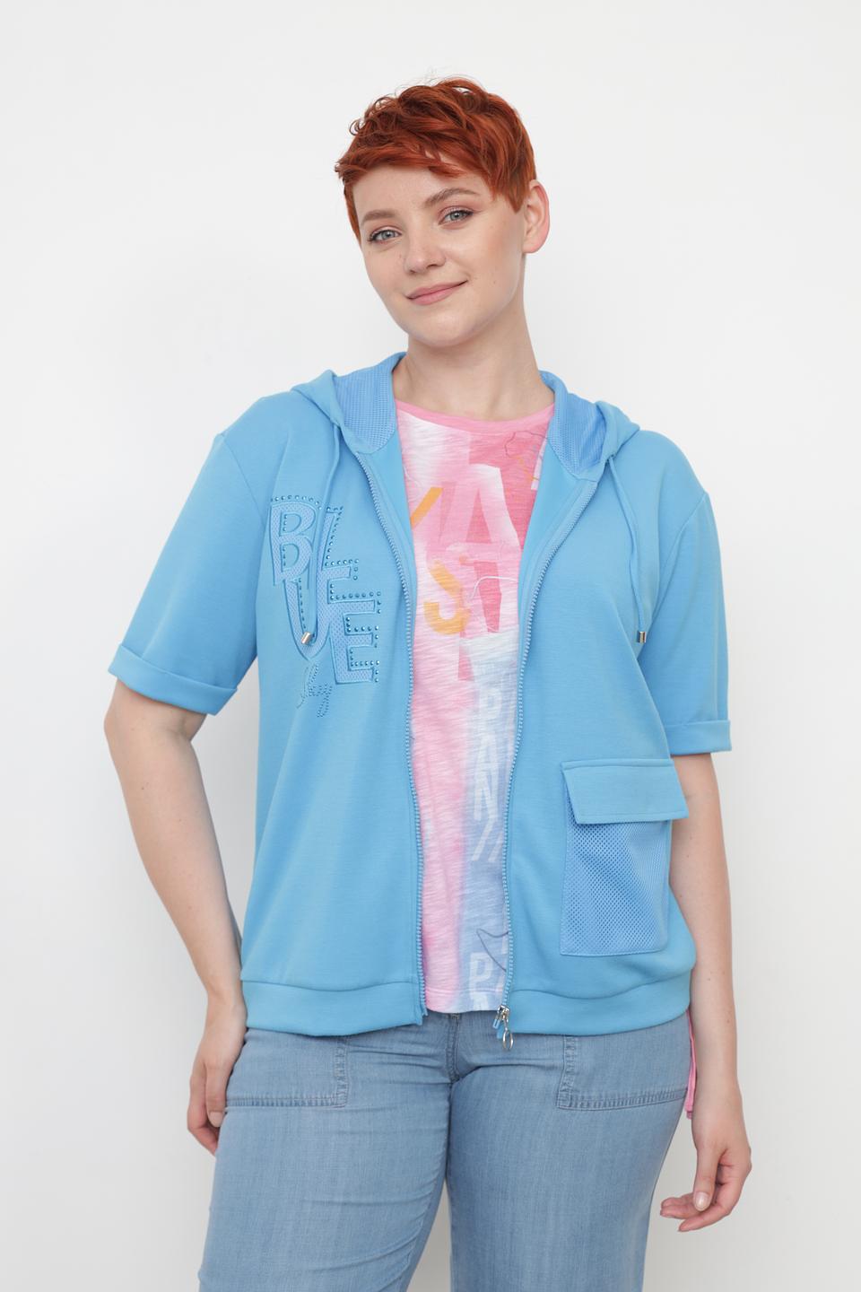 Толстовка Thomas Rabe голубая с коротким рукавом