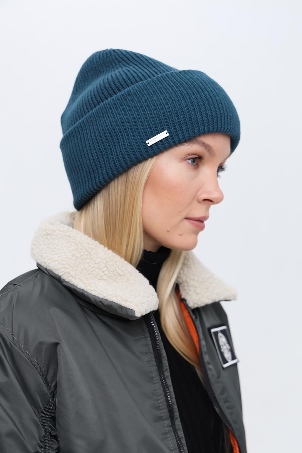 Шапка Seeberger вязаная бирюзовая