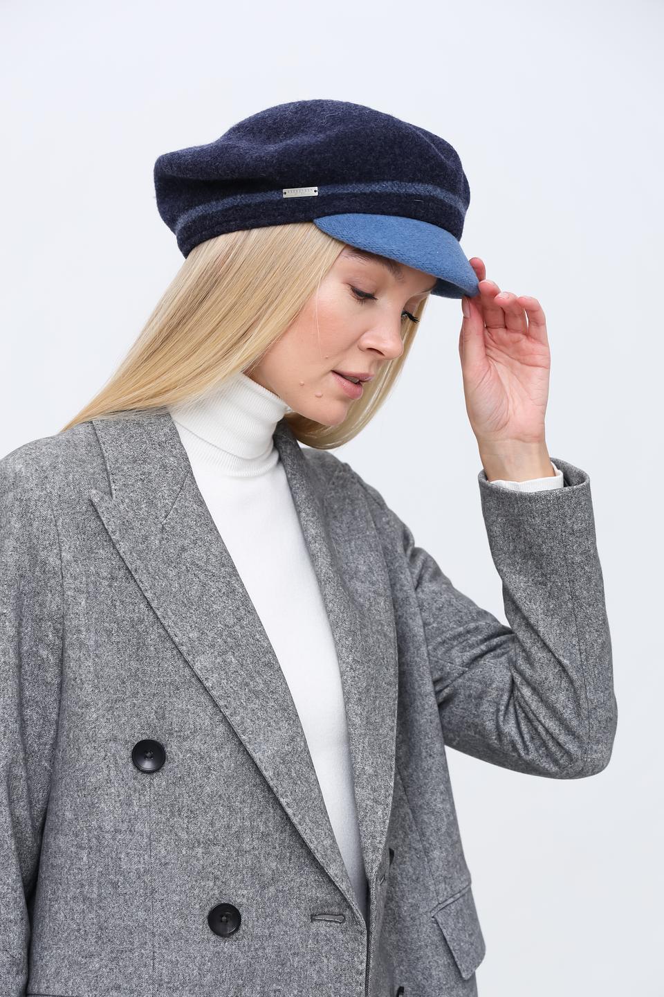 Берет Seeberger шерстяной синий